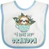 inktastic Teacup Raccoon I Love My Grandpa Baby Bib White and Blue 41c23 view 1
