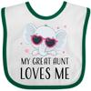 inktastic Elephant My Great Aunt Loves Me Baby Bib White and Green 41bfa view 1
