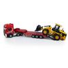 Flatbed Truck Toy with Excavator Loader Tractor Bulldozer Semi Tow Truck Transport Trailer Metal Diecast Construction Vehicles 2 in 1 Vehicle Playset Friction Powered Toy Trucks for Boys Kids Gift red view 2