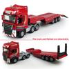 Flatbed Truck Toy with Excavator Loader Tractor Bulldozer Semi Tow Truck Transport Trailer Metal Diecast Construction Vehicles 2 in 1 Vehicle Playset Friction Powered Toy Trucks for Boys Kids Gift red view 4