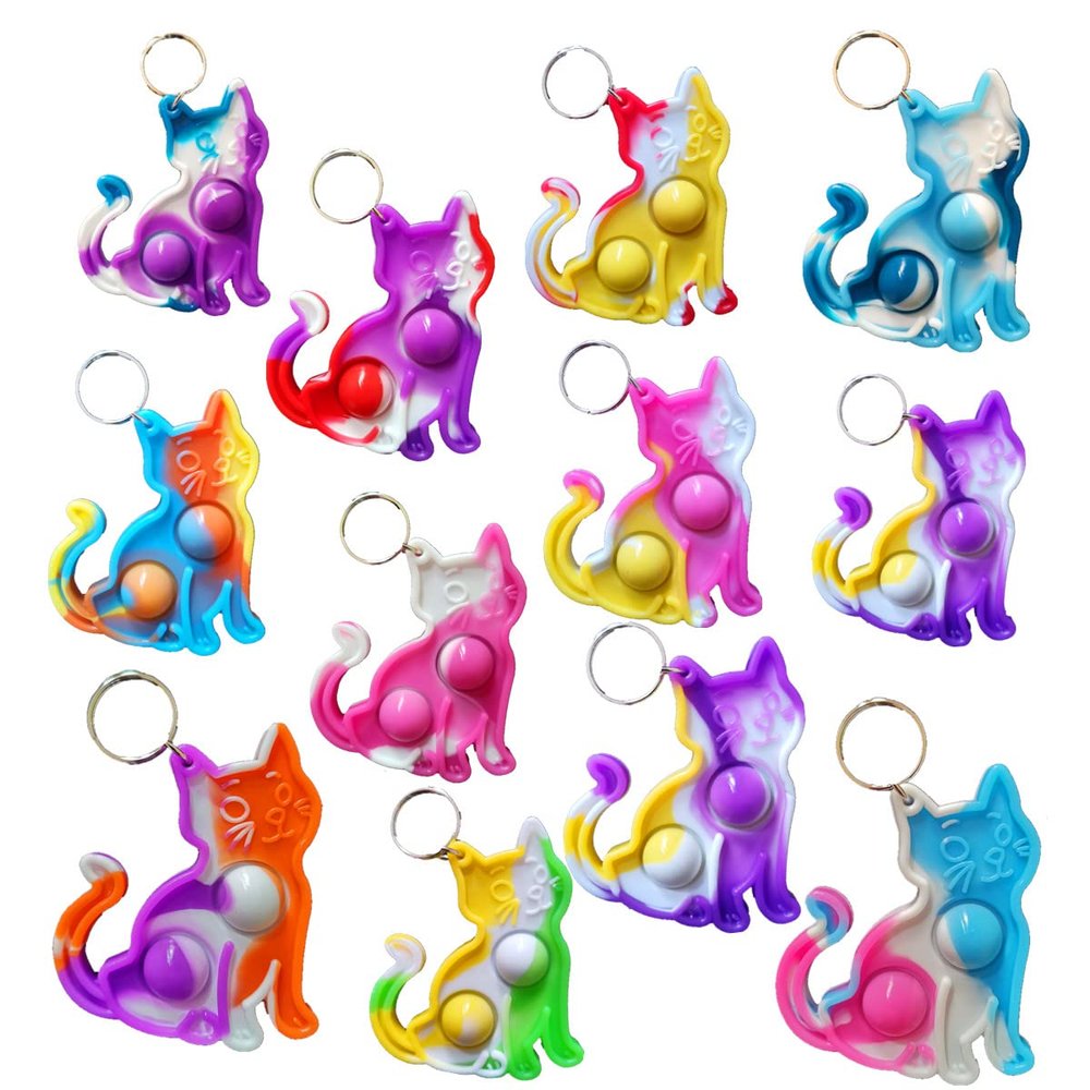 mypush popo 30 pcs Cats Classroom Students Gifts Bulk Rainbow Fidgets Gifts from Teacher, Mini Pop Holiday Rewards Party Favors for Kids