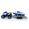 Large ATV Toy with Trailer Speedboat Tow Truck Flatbed Transport Police Motorcycle Toy Vehicle 2 in 1 Playset, Light Sound, Toys Trucks for Boys 3 4 5 6 7 Years Old Kids Toddlers Birthday Gifts, blue view 2