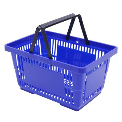 Shopping Basket, 17*12*9inch ((L x W x H), Handle, Set of 12 Store Baskets with Durable Material Used for Bookstores, Supermarkets, KTVs (Blue)