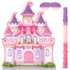 Princess Castle Piata Bundle Girl Princess Party Piata Set Include Pink Castle Piata stick and Blindfold Mask for Princess Theme Birthday Party Supplies Decor, 16.1 x 13.4 x 3.2 Inch view 1