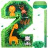 Jexine 3 Pcs 16 Inch Animal Number 2 Piata Jungle Animals Number Two Piata with Blindfold Bat and Confetti for Boy Zoo Themed 2nd Birthday Celebration Party Supplies view 1