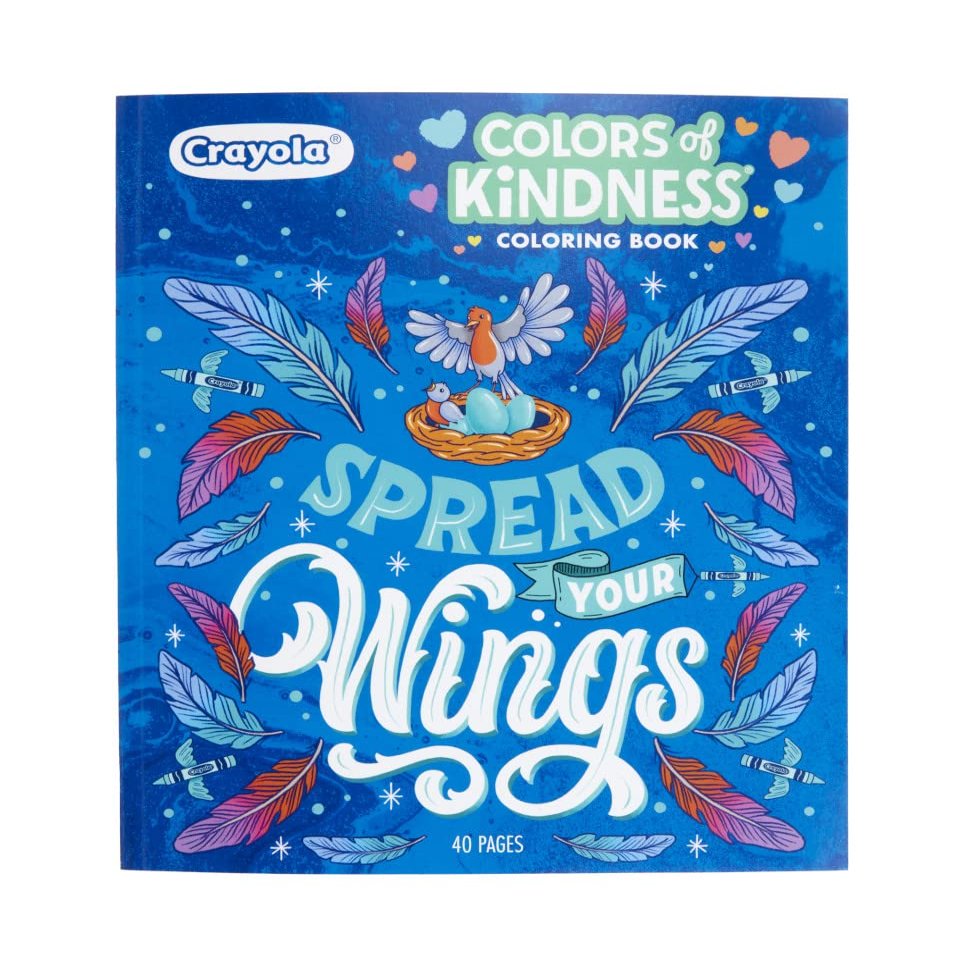 Crayola Colors of Kindness Adult Coloring Book (40pgs), Adult Coloring Pages, Stress Relief Activity, Gift for Teens & Adults, 9+