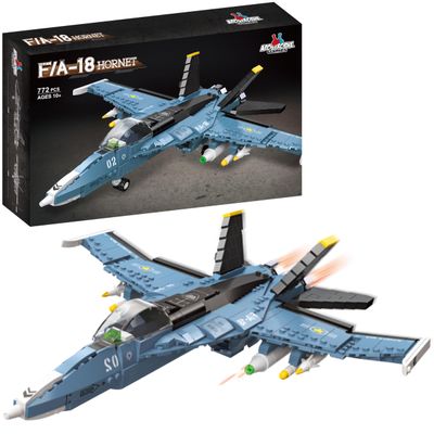 Apostrophe Games F/A-18 Hornet Fighter Jet Building Block Set - 772 Pcs - F-18 Air Force Jet Building Block Plane Toy for Kids Older Than 10 and Adults  Compatible with All Building Bricks