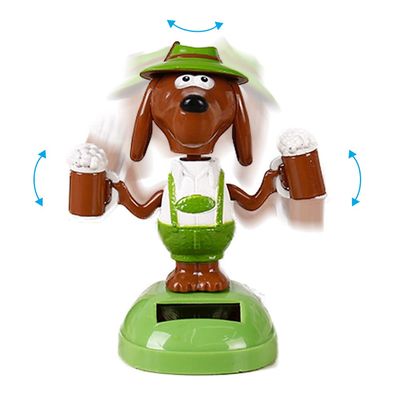 Solar Dancing Puppy Doll Ornament Figurine Shaking Solar Dashboard Sculpture Doll Toy Decor for Car Home Offices Vehicle Interior Decoration (Green)