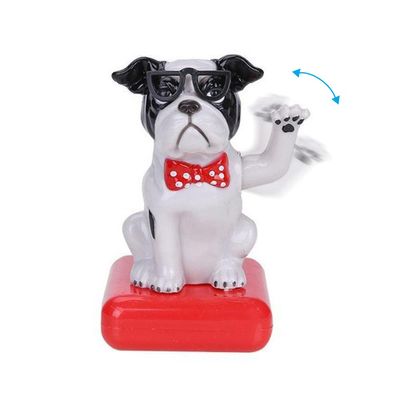 Surakey Car Ornament Solar Dancing Puppy Doll Ornament Figurine Shaking Solar Car Dashboard Sculpture Doll Toy Decor Statues for Car Home Offices Vehicle Interior Decoration (Black White)