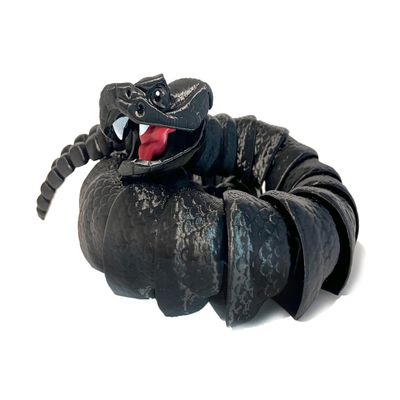 Rattlesnake Articulated 3D Printed Fidget Rattle Snake Sensory with Rattling Tail (Medium, Black)
