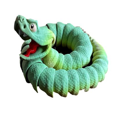 Rattlesnake Articulated 3D Printed Fidget Rattle Snake Sensory with Rattling Tail (Large, Silk/Gloss Rainbow)