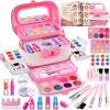 Hollyhi 58 Pcs Kids Makeup Kit for Girl, Princess Toys Real Washable Cosmetic Set with Mirror, Kids Makeup Sets for Girls, Play Make Up Birthday Gifts for 3 4 5 6 7 8 9 10 11 12 Years Old Kid (Pink) view 1