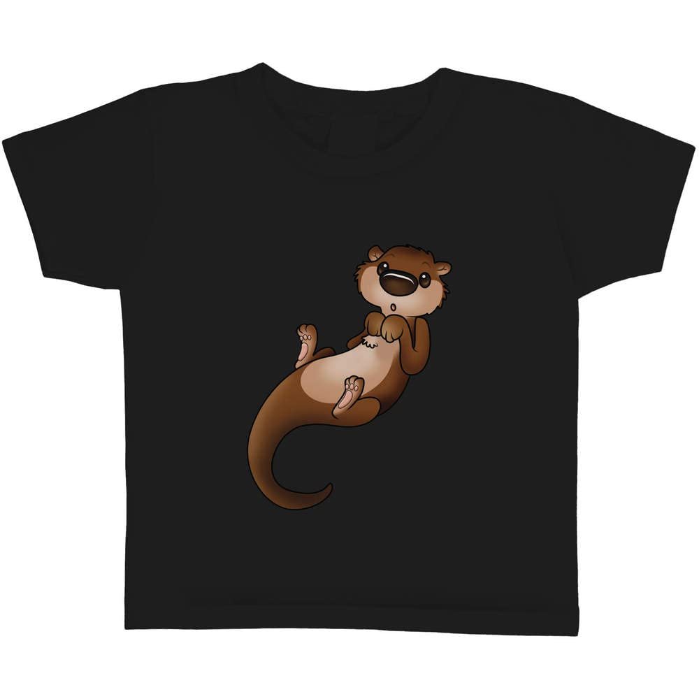 Azeeda 7-8 Years 'Cute Otter' Children's/Kid's T-Shirt (Black) (TS00229350)