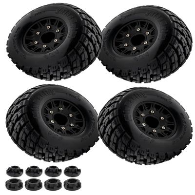 Rc Truck Tires,12mm/14mm Hex RC Wheels Tires for 1/10 Slash 44 2WD,Arrm a Senton,Axia 1,Redca t,Rc 4wd,RCMYou RC Wheels Hex Detachable Replace Running on Off-Road Tire,on-Road Tires,4-Pack,Black