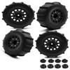 RCMYou Rc Truck Tires Wheels for 1/10 Slash 2WD 44,Axia1/Arrm a Senton/Redca t Rc4w d,12mm/14mmHex Detachable Replacement Running on Off-Road Tire,on-Road Tires,4-Pack,Black view 1