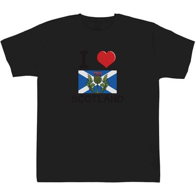 Azeeda 12-13 Years 'I Love Scotland' Children's/Kid's T-Shirt (Black) (TS00262964)