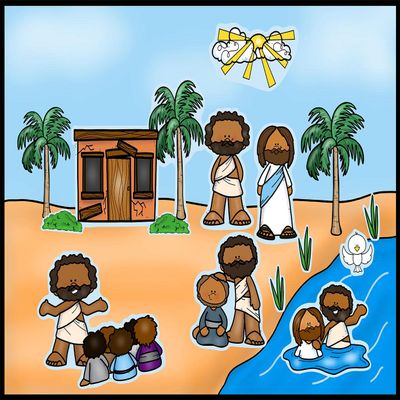 Story Time Felts Jesus is Baptized Felt Figures for Flannel Board Bible Stories New Testament (Figures & Background)