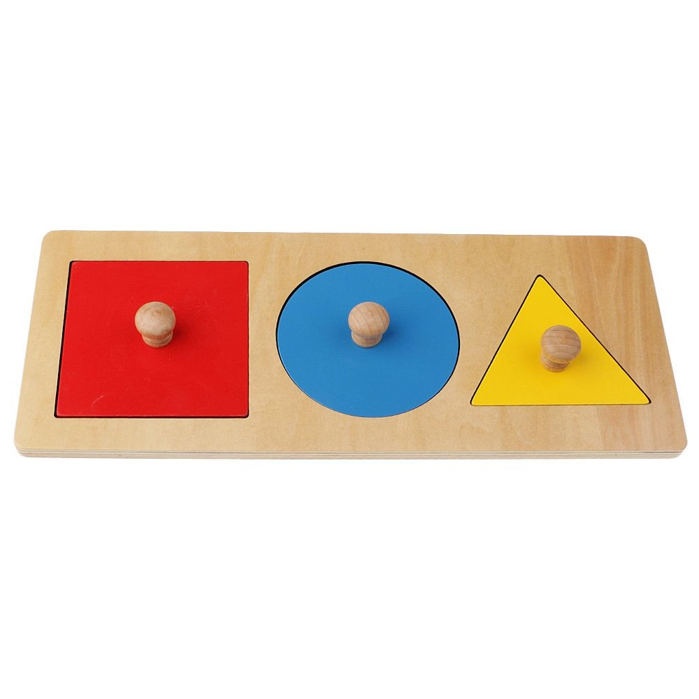 Baoblaze Montessori Material, Wood Geometry Puzzles Toy Box, for Children Intelligent Development, Multi-Color Mix, as described
