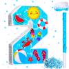 Jexine 3 Pcs 16 Inch Summer Number 2 Pinata Small Summer Beach Piata Number Two Piata with Blindfold Bat, Confetti for Boy Beach Ball Theme 2nd Birthday Party Celebration Party Supply (Summer Beach) view 1