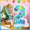 Jexine 3 Pcs 16 Inch Summer Number 2 Pinata Small Summer Beach Piata Number Two Piata with Blindfold Bat, Confetti for Boy Beach Ball Theme 2nd Birthday Party Celebration Party Supply (Summer Beach) view 3