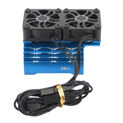 VINGVO RC Motor Fan Cooling Heatsink, 28000RPM RC Motor Fan Radiator Aluminum Heat Sink Twin Cooling Fan RC Car Accessories 36mm for 1/8 1/10 Remote Control Vehicles (Blue)