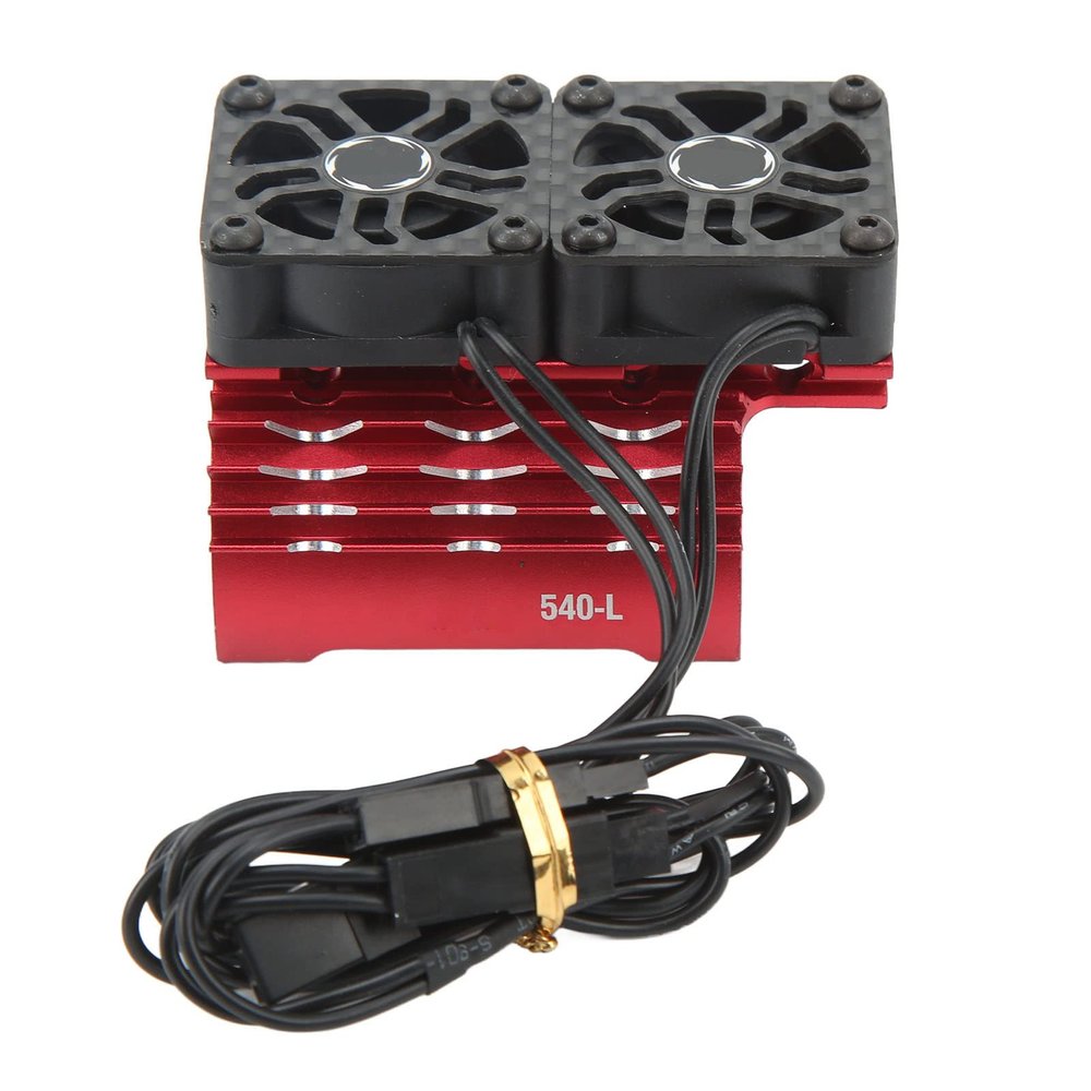 VINGVO RC Motor Fan Cooling Heatsink, 28000RPM RC Motor Fan Radiator Aluminum Heat Sink Twin Cooling Fan RC Car Accessories 36mm for 1/8 1/10 Remote Control Vehicles (Red)