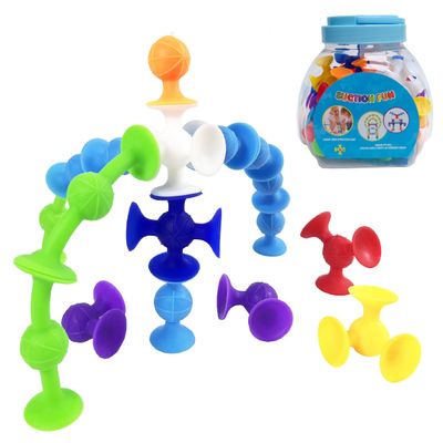 Big Suction Bath Toys for Kids Ages 3-8 , 36 PCS Fidget Suction Cup Toys Construction Set Water Toys for Babies and Toddlers,Window Building Toy Road Trip Travel Essentials for Kids Gifts