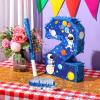 Jexine 3 Pcs 16'' Outer Space Number 2 Piata Plastic Solar System Number Two Piata with Blindfold Bat, Confetti for Boy Outer Space Theme 2nd Birthday Celebration Party Supplies view 4