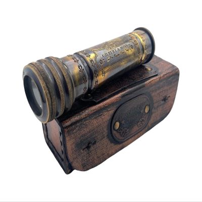Brass Kaleidoscope with Wooden Box Antique Finish Stamped Leather to My Son / Daughter Kids Antique Finish - Kaleidoscope for Friends Family Children by A39 Enterprises