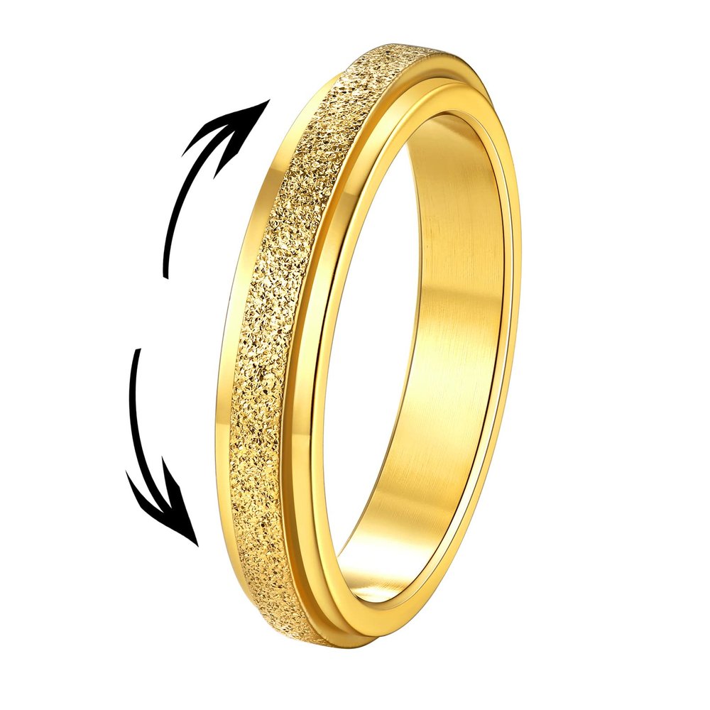 Supcare Anxiety Spinner Rings for Women Fidget Ring Gold Thumb Ring Size 8 Stainless Steel Rotataing Ring
