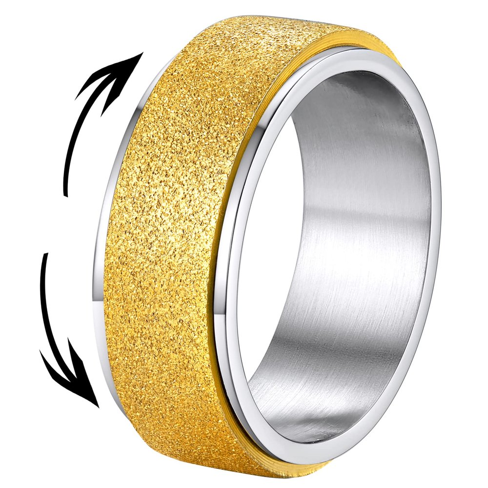 Supcare Spinner Rings Women Stress Relieving Ring Sparkly Gold Plated Fidget Ring Anxiety Relief Ring for Women