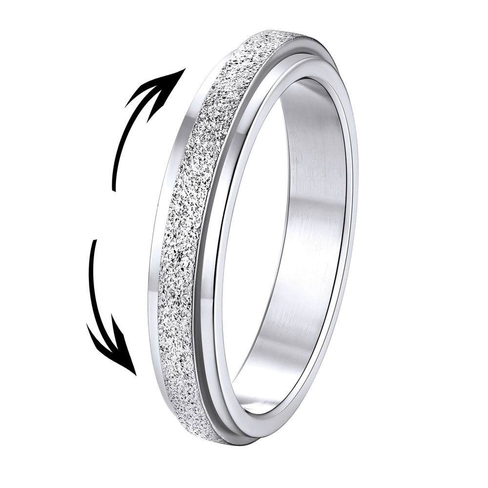 Supcare 4mm Fidget Rings for Anxiety for Women Worry Ring Size 12 Thin Silver Wedding Band Ring Silver Rotatable Rings