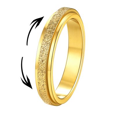 Supcare Stress Rings for Anxiety Relieving Fidget Ring Women Gold Fidget Ring 4mm Band Ring Adult Anxiety Relief Ring Size 11