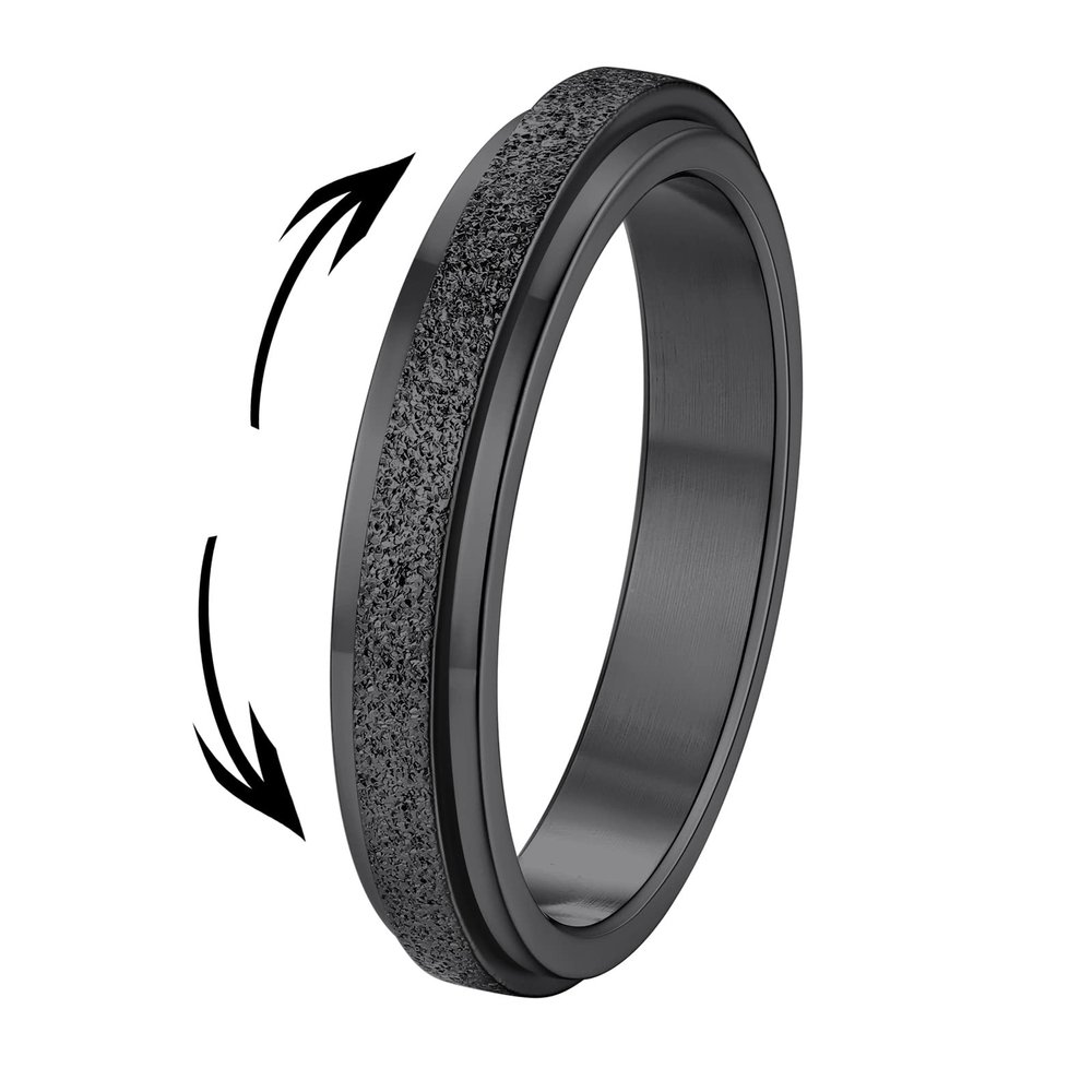 Supcare Black Fidget Ring Women Figit Rings Anxiety Relieving Fidget Ring Men Stainless Steel Spinner Ring Band