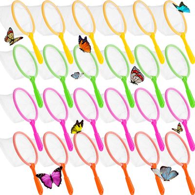 Honoson 24 Pcs Butterfly Bug Net for Insect Collecting Bug Catcher Fishing Net Nature Exploration Observation Tools for Spring Outing Specimen Supplies