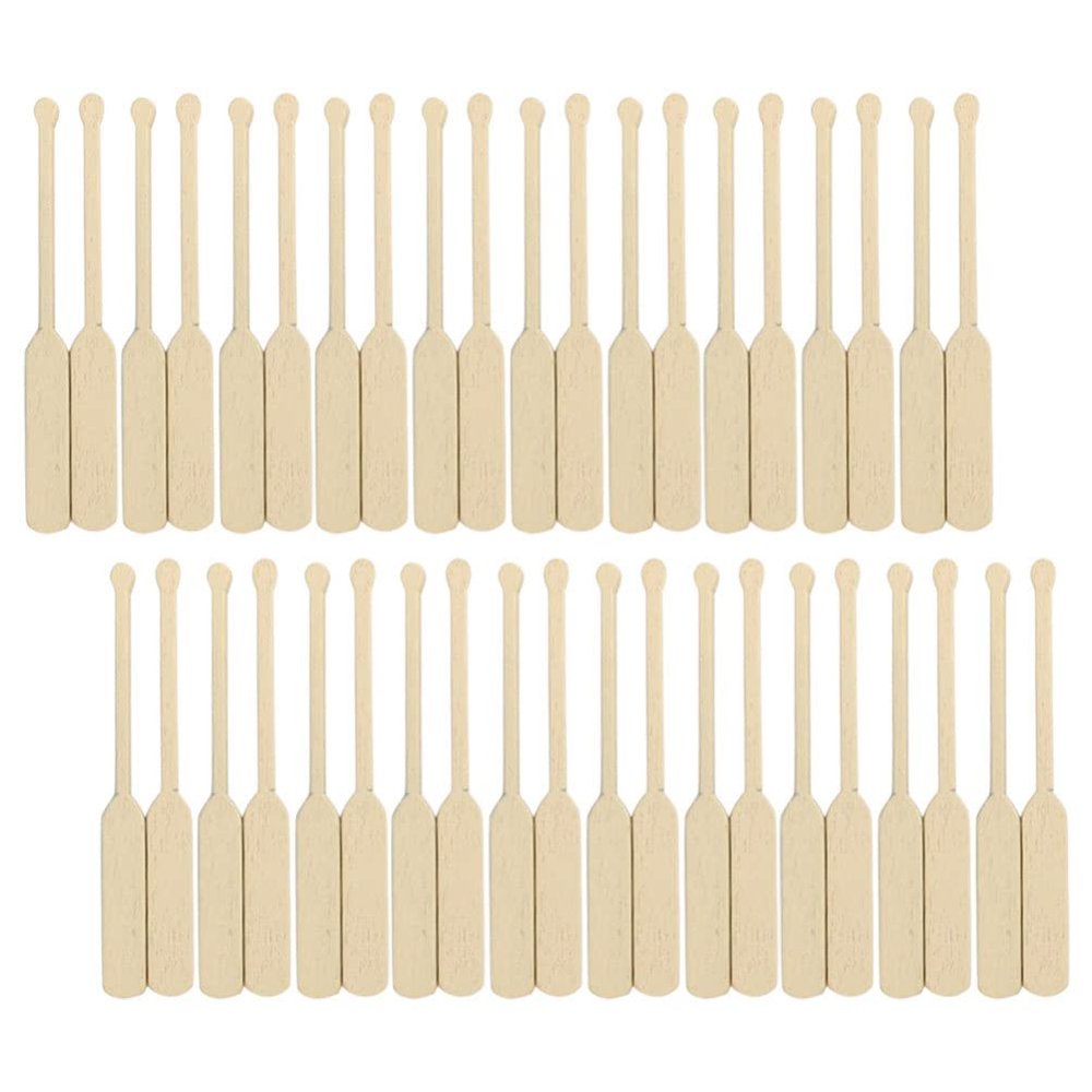 Toyvian Kids Toys Mini Wooden Paddle Miniature Wooden Boat Canoe Paddles Miniature Blue Row Boat Little Boat Canoe Model Landscape Resin Figurine Ornament 24 Pairs Ocean Decor Mini Toys