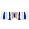 Baby Birthday Decoration 1st Birthday High Chair Banner Christmas Decorations Green&Red Burlap Banner Theme Party Supplies (Blue) view 1