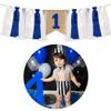 Baby Birthday Decoration 1st Birthday High Chair Banner Christmas Decorations Green&Red Burlap Banner Theme Party Supplies (Blue) view 3