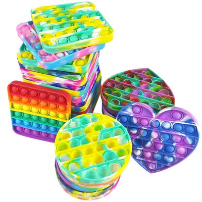 20pcs Random Silicone Tie-dye Push pop Bubble Fidget Toy, Autism Special Needs Stress Reliever, Squeeze Sensory Tools to Relieve Emotional Stress for Kids AdultsParty Toys