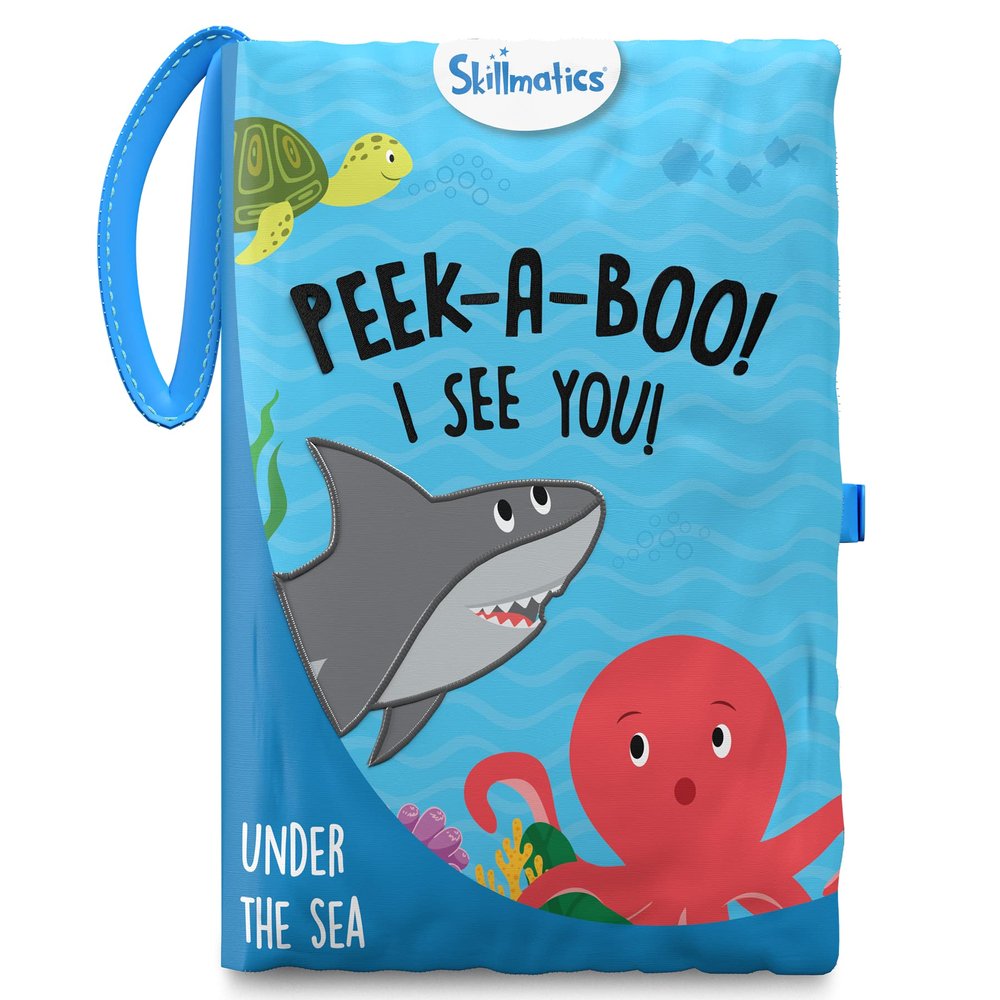 Skillmatics Peek-A-Boo Underwater Animal Book - Soft Cloth Book for Baby, Crinkle Pages for Sensory Play, Toddler Toys, Gifts for Ages 6 Months and Up