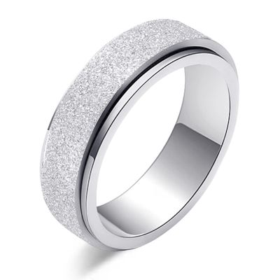 LAOYOU Silver Tone Anxiety Spinner Ring for Women 6MM | Stainless Steel Rotating Fidget Ring Gift for Her Daughter girlfriend, Birthday & Christmas, Spinning Stress Relief Jewelry Band Size 8.5
