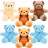 Aoriher 6 Pcs Valentines Bears Stuffed Animal Bulk Adorable and Cuddly Soft Cute Valentines Plush Gifts for Kids Girlfriend Baby Shower Graduation Birthday Wedding Party Favors(Beige, Brown, Blue) view 1