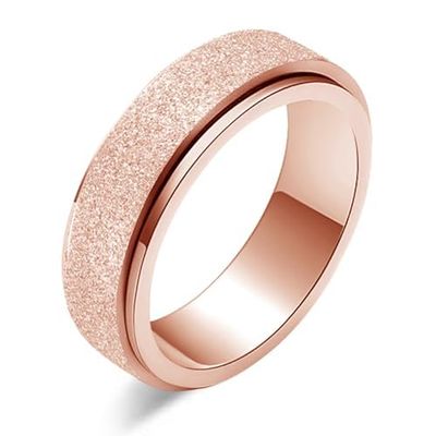 LAOYOU Rose Gold Spinner Ring - Anxiety Relief Women's Spinner Ring, Stainless Steel, Size 11.5