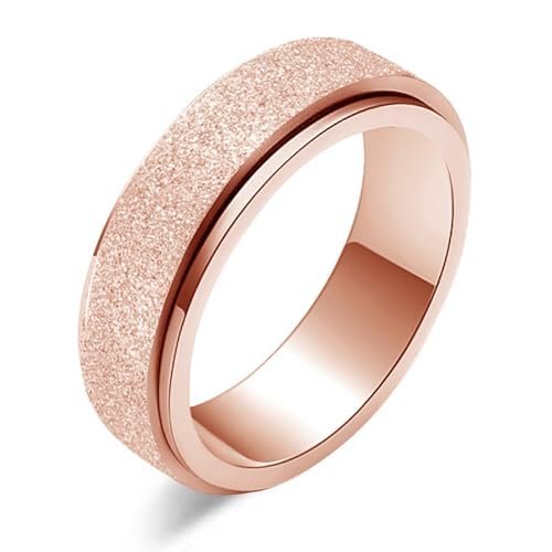 LAOYOU Rose Gold Spinner Ring - Anxiety Relief Women's Spinner Ring, Stainless Steel, Size 11.5