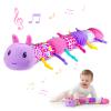 Baby Infant Musical Stuffed Animal Soft Toy with Multi-Sensory Crinkle, Rattle & Textures,Baby Girl Toy Birthday Gift for 0 3 6 9 12 Months+,Caterpillar,Purple view 1