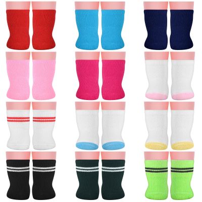 Bonuci 12 Pairs Mini Doll Socks Accessories for 18 Inch Doll Sock Clothes Gift for Christmas Party Decor Multicolor