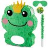 Lewtemi 15'' x 12'' x 3'' Frog Piata Set Frog Birthday Decorations Include Large Piata, Stick, Blindfold and Confetti for Kids Frog Party Decorations Favors Supplies Outdoor Games view 1