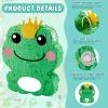 Lewtemi 15'' x 12'' x 3'' Frog Piata Set Frog Birthday Decorations Include Large Piata, Stick, Blindfold and Confetti for Kids Frog Party Decorations Favors Supplies Outdoor Games view 4