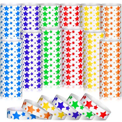 BBTO 1200 Pcs Star Events Wristbands Colored Paper Wristbands for Events Waterproof Neon Party Event Bracelets Hand Bands Colorful Arm Bands for Party Wedding Festival