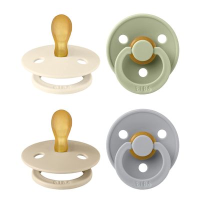 BIBS Colour Pacifier with Symmetrical Nipple| Natural Rubber Baby Pacifier | Set of 4 BPA-Free Soothers | Made in Denmark | Cloud Mix | Size 0-6 Months